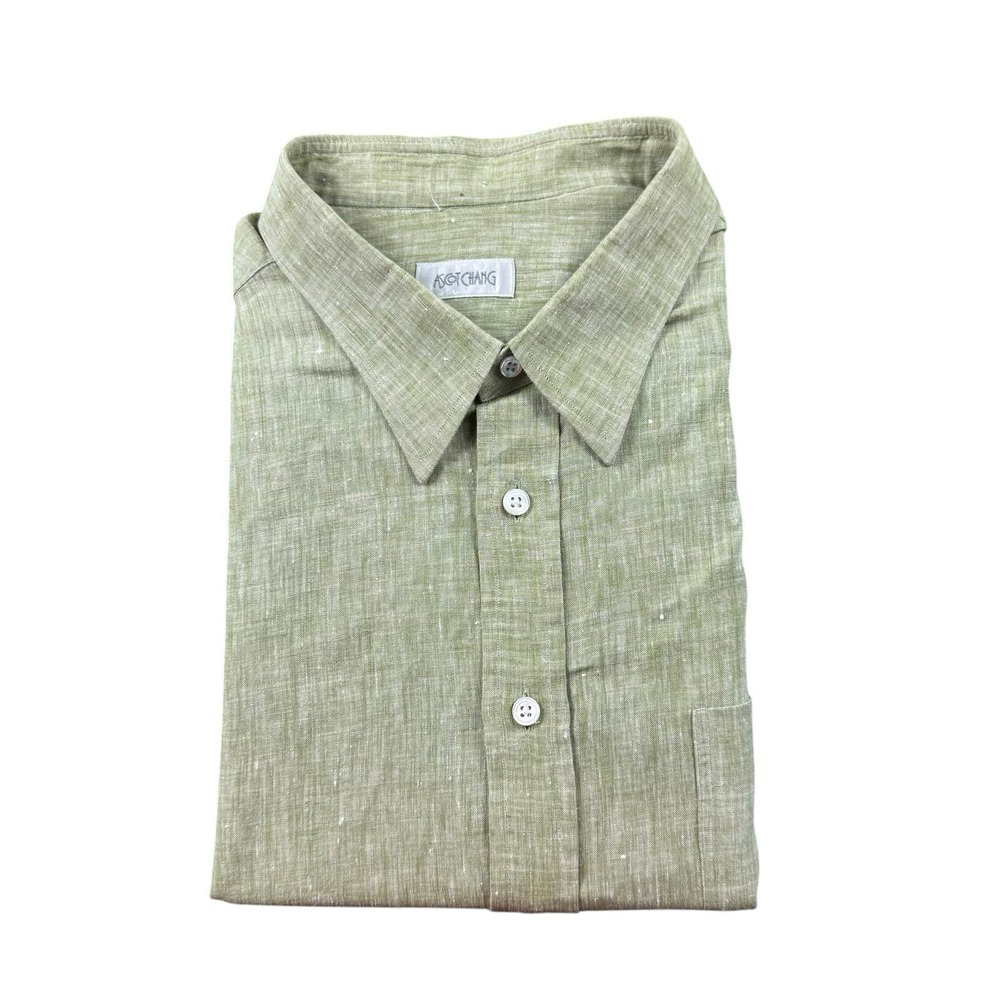 Ascot Chang Current Green Pure Linen S/S Button Front Size 3XL XXXL